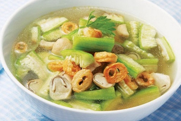 canh mướp nấu nấm chay