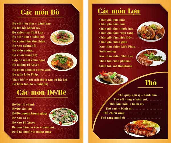 thiết kế menu quán nhậu bình dân